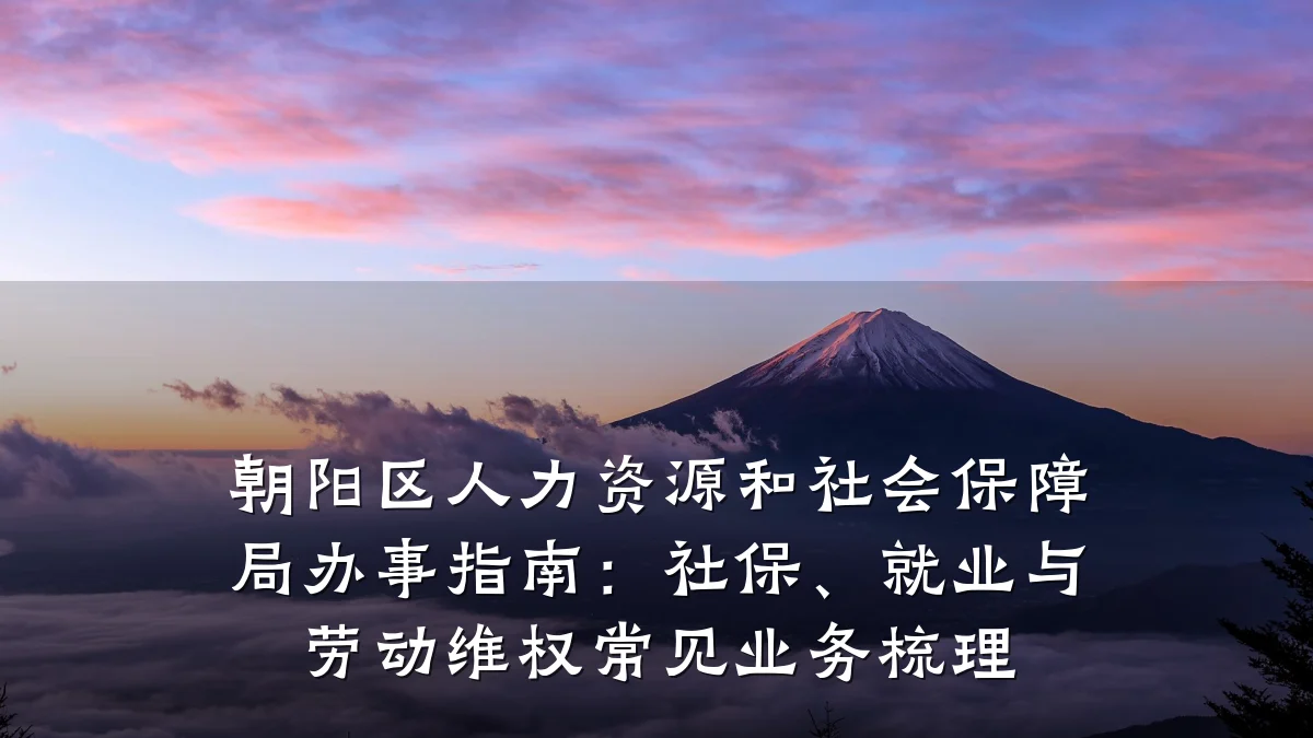 朝阳区人力资源和社会保障局办事指南:社保、就业与劳动维权常见业务梳理