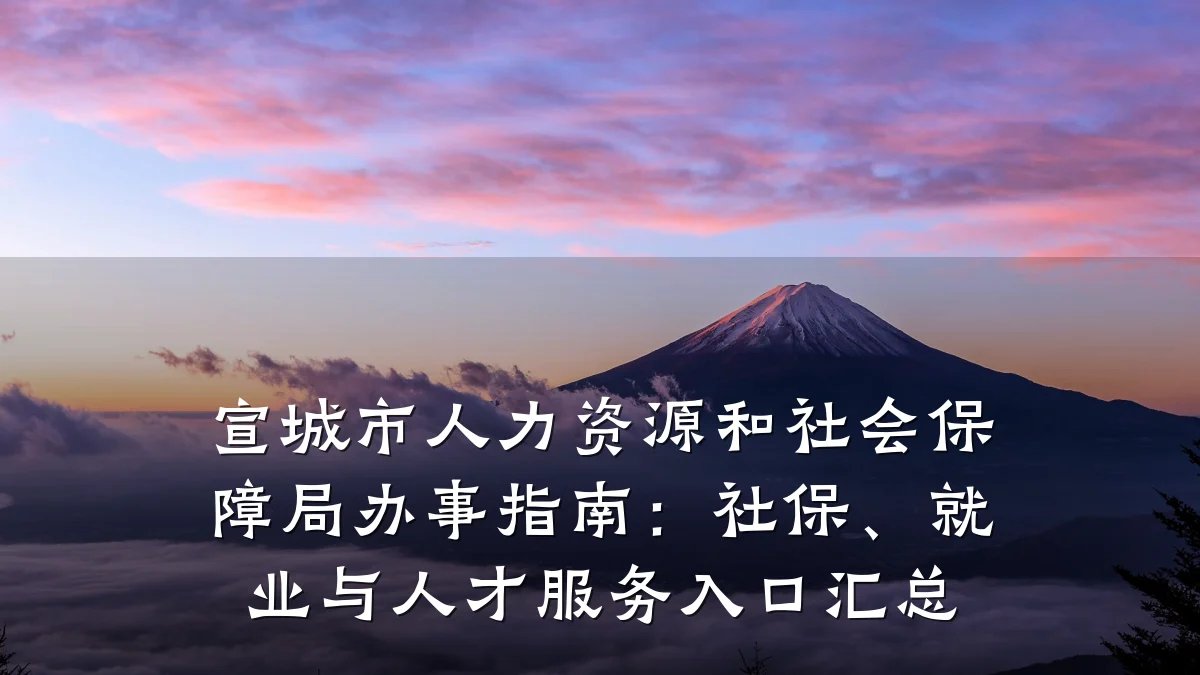 宣城市人力资源和社会保障局办事指南:社保、就业与人才服务入口汇总