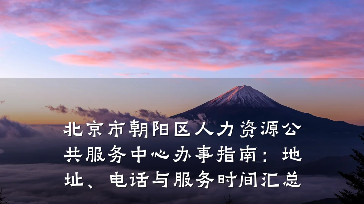 北京市朝阳区人力资源公共服务中心办事指南:地址、电话与服务时间汇总