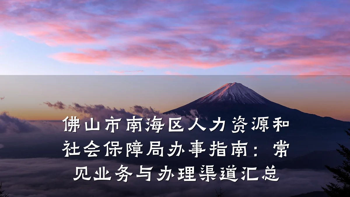 佛山市南海区人力资源和社会保障局办事指南:常见业务与办理渠道汇总