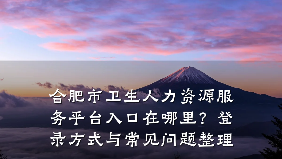 合肥市卫生人力资源服务平台入口在哪里?登录方式与常见问题整理