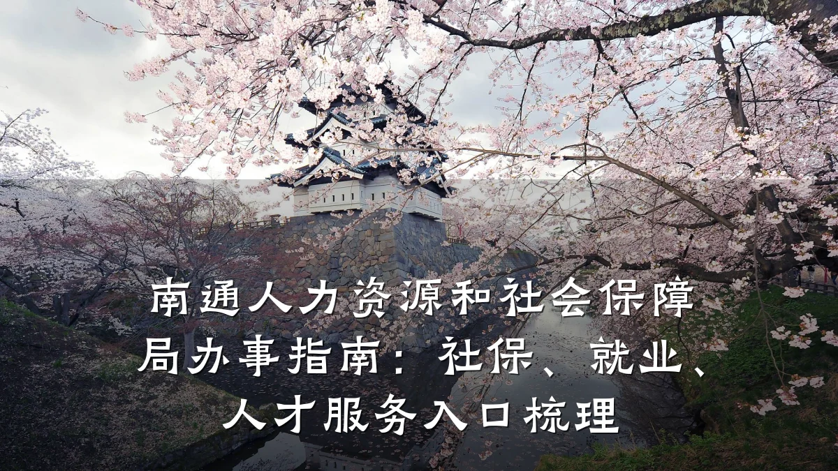 南通人力资源和社会保障局办事指南:社保、就业、人才服务入口梳理
