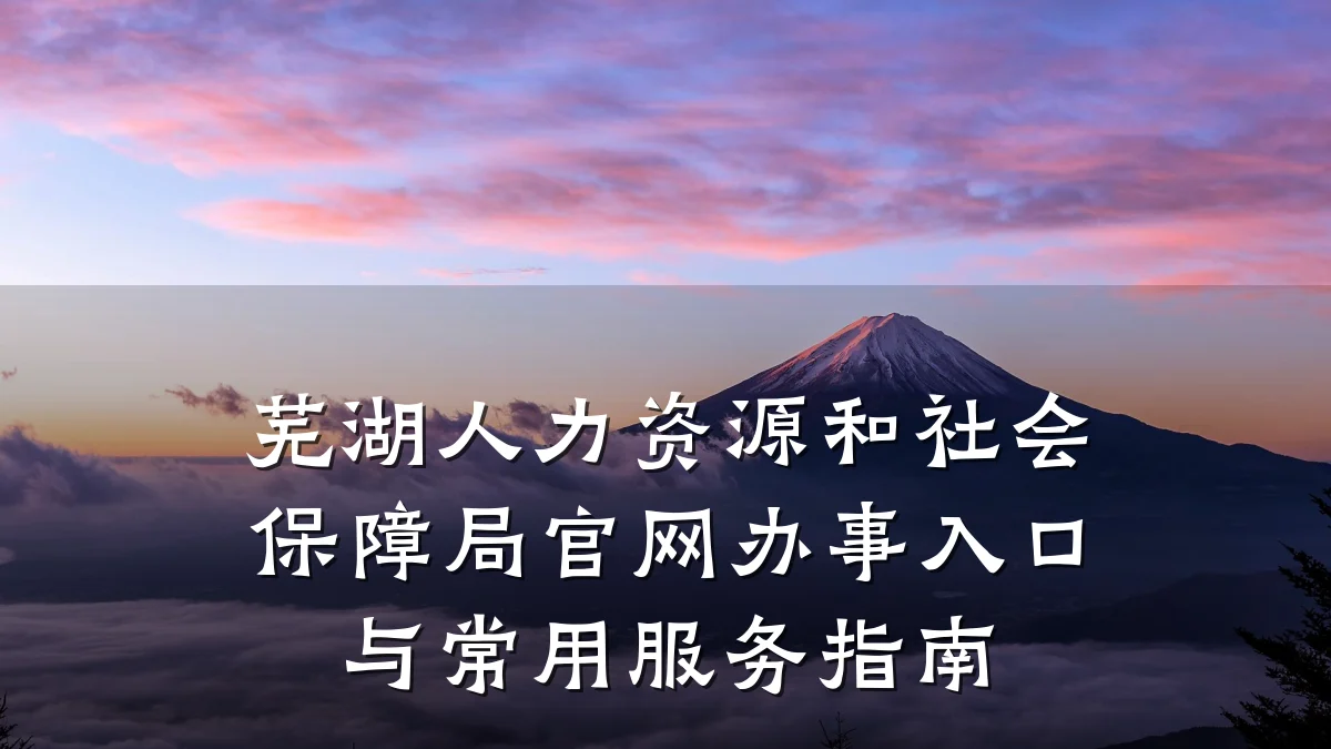 芜湖人力资源和社会保障局官网办事入口与常用服务指南