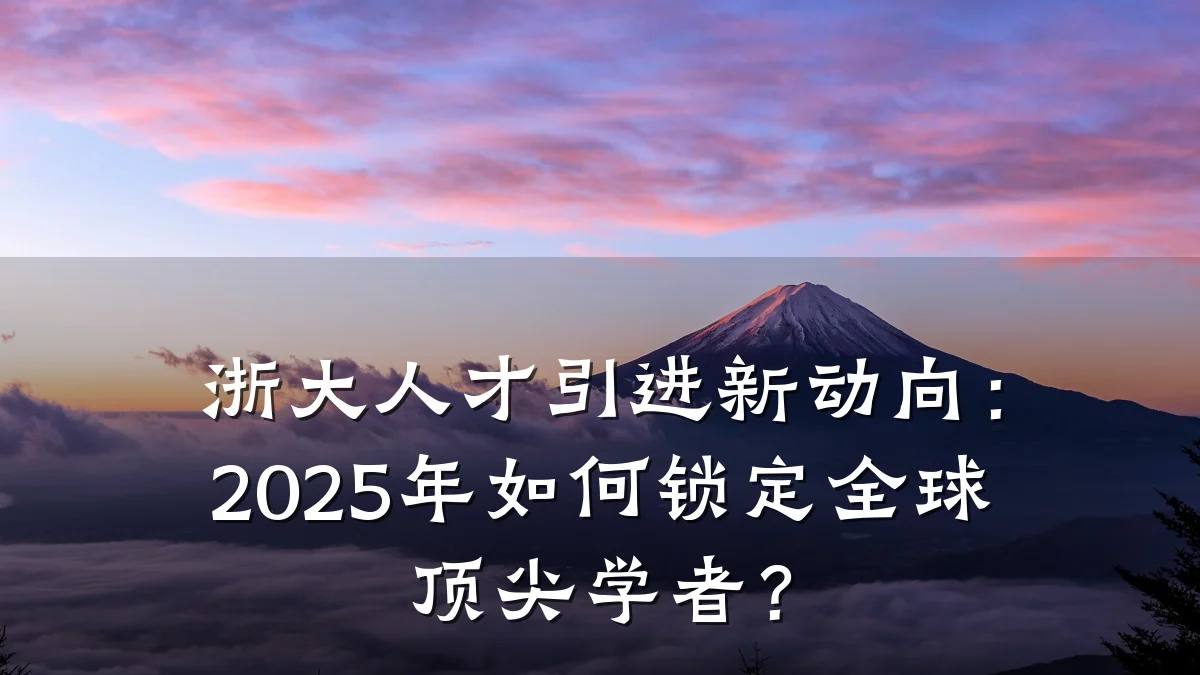浙大人才引进新动向:2025年如何锁定全球顶尖学者?